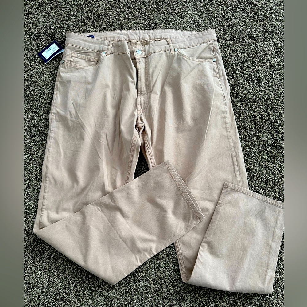PETER MILLAR Mens Wayfare Five Pocket Golf Pants 40 x 32 Khaki
